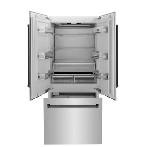 ZLINE KITCHEN & BATH Counter-Depth Autograph Edition 19.6-cu ft 3 -Door Built-In French Door Refrigerator with Ice Maker with Water Dispenser ( Stainless Steel with Matte Black Handles ) ENERGY STAR Certified