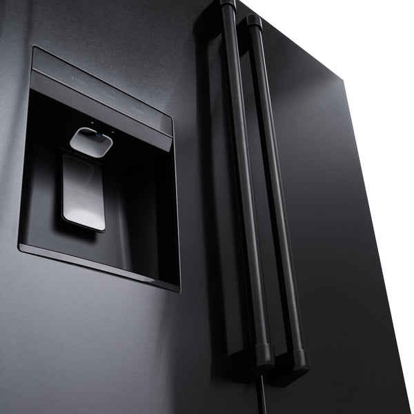 ZLINE KITCHEN & BATH Standard-Depth 28.9-cu ft 3 -Door French Door Refrigerator with Ice Maker with Water and Ice Dispenser ( Black Stainless Steel with Black Stainless Steel Handle ) ENERGY STAR Certified