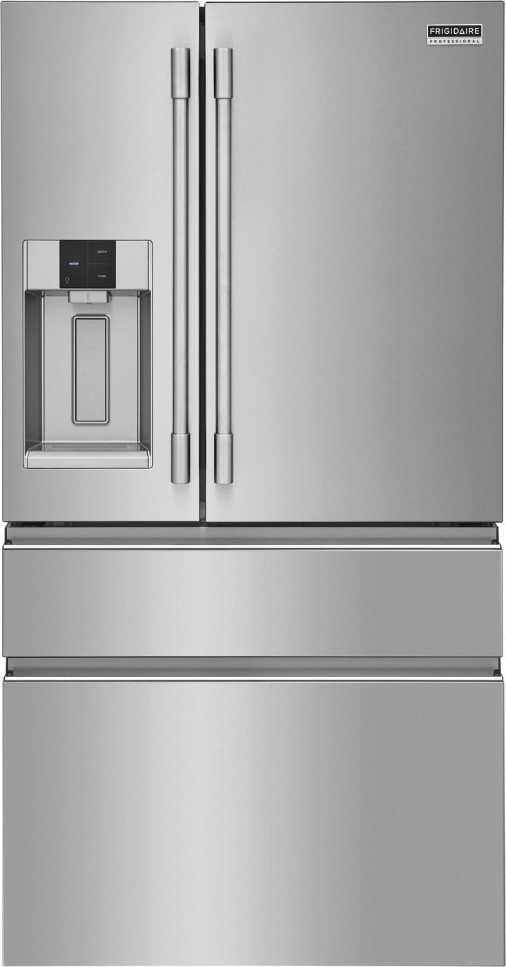 Frigidaire Professional Counter-Depth 21.4-cu ft 4 -Door French Door Refrigerator with Dual Ice Maker with Water and Ice Dispenser ( Smudge-Proof Stainless Steel ) ENERGY STAR Certified