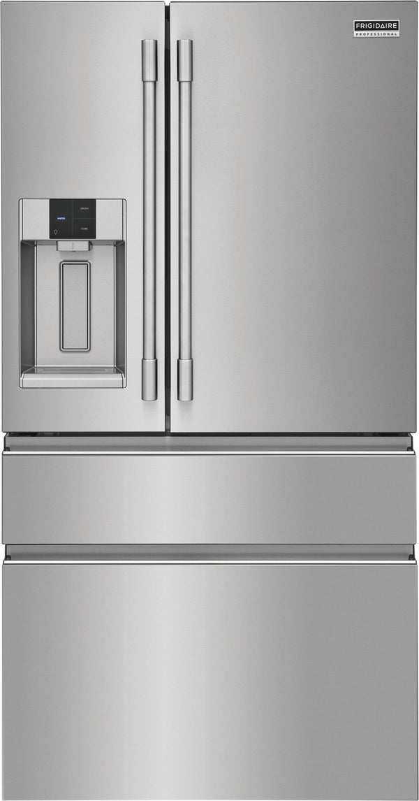 Frigidaire Professional Counter-Depth 21.4-cu ft 4 -Door French Door Refrigerator with Dual Ice Maker with Water and Ice Dispenser ( Smudge-Proof Stainless Steel ) ENERGY STAR Certified