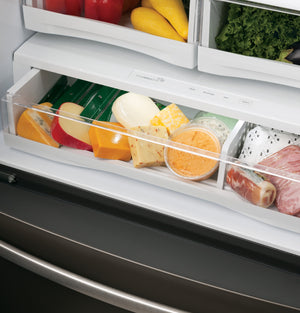 GE Profile Standard-Depth 27.8-cu ft 3 -Door French Door Refrigerator with Ice Maker with Water and Ice Dispenser and Door within Door ( Stainless Steel )