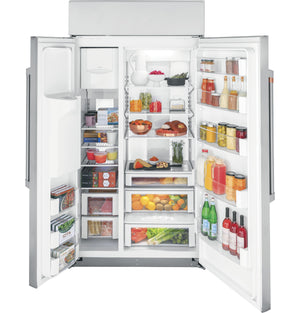 Cafe 24.5-cu ft Counter-Depth Side-by-Side Refrigerator Built-In Smart Compatible with Ice Maker ,Water and Ice Dispenser ( Stainless Steel )