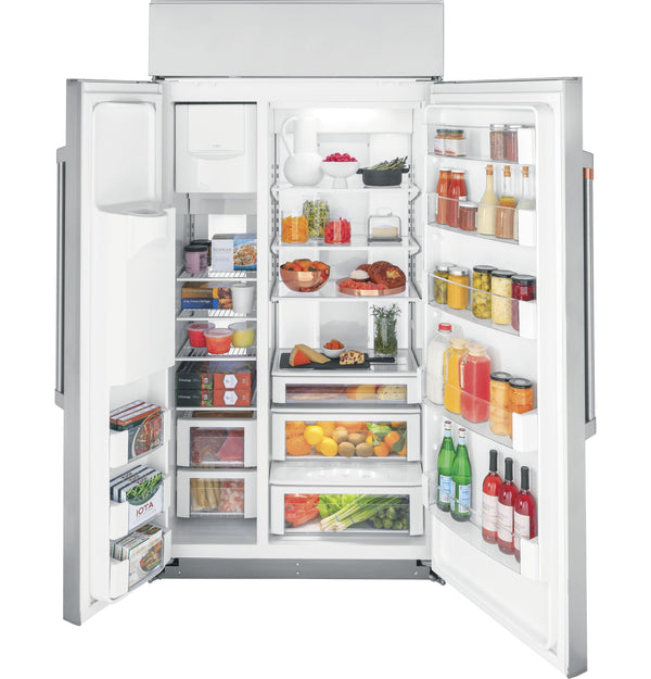 Cafe 24.5-cu ft Counter-Depth Side-by-Side Refrigerator Built-In Smart Compatible with Ice Maker ,Water and Ice Dispenser ( Stainless Steel )