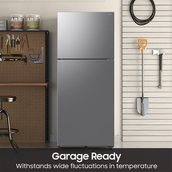 Samsung Garage Ready 17.5-cu ft Top-Freezer Refrigerator Smart Compatible ( Fingerprint Resistant Stainless Steel ) Garage Ready ENERGY STAR Certified