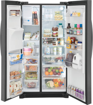 Frigidaire Gallery 22.3-cu ft Counter-Depth Side-by-Side Refrigerator with Ice Maker ,Water and Ice Dispenser ( Fingerprint Resistant Black Stainless Steel ) ENERGY STAR Certified