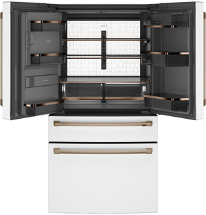 Cafe Counter-Depth 22.3-cu ft 4 -Door Smart Compatible French Door Refrigerator with Ice Maker with Water and Ice Dispenser ( Matte White ) ENERGY STAR Certified