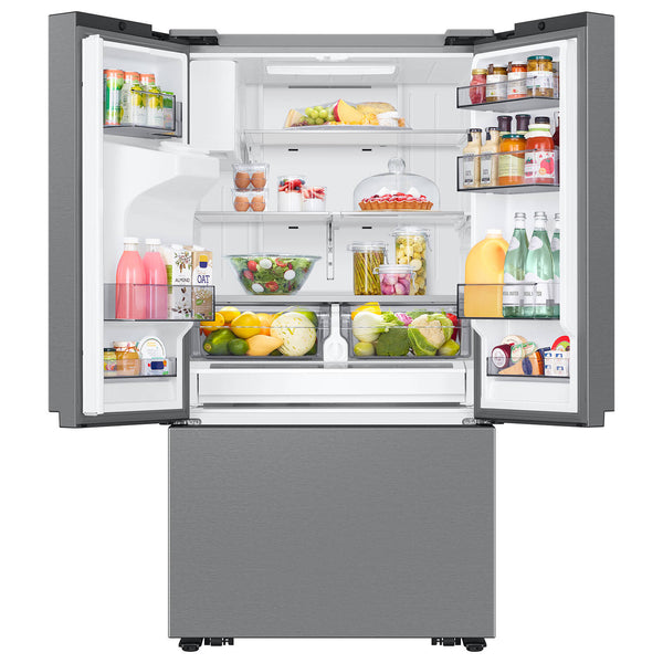 Samsung Counter-Depth Mega Capacity 25.5-cu ft 3 -Door Smart Compatible French Door Refrigerator with Ice Maker with Water and Ice Dispenser ( Fingerprint Resistant Stainless Steel ) ENERGY STAR Certified