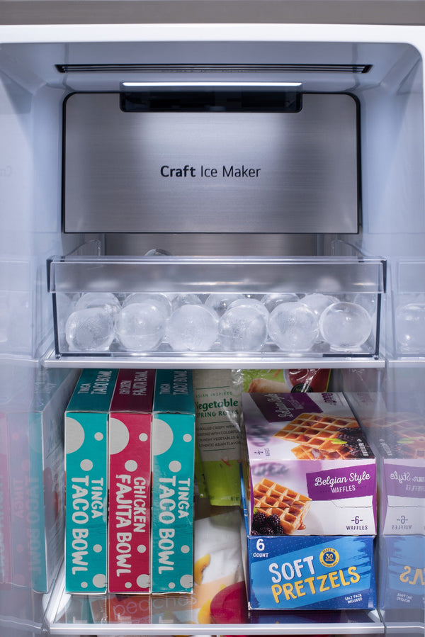 LG InstaView Craft Ice 27.1-cu ft Side-by-Side Refrigerator Smart Compatible with Dual Ice Maker ,Water and Ice Dispenser ( PrintProof Stainless Steel ) ENERGY STAR Certified