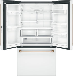 Cafe Counter-Depth 23.1-cu ft 3 -Door Smart Compatible French Door Refrigerator with Ice Maker with Water Dispenser ( Matte White ) ENERGY STAR Certified