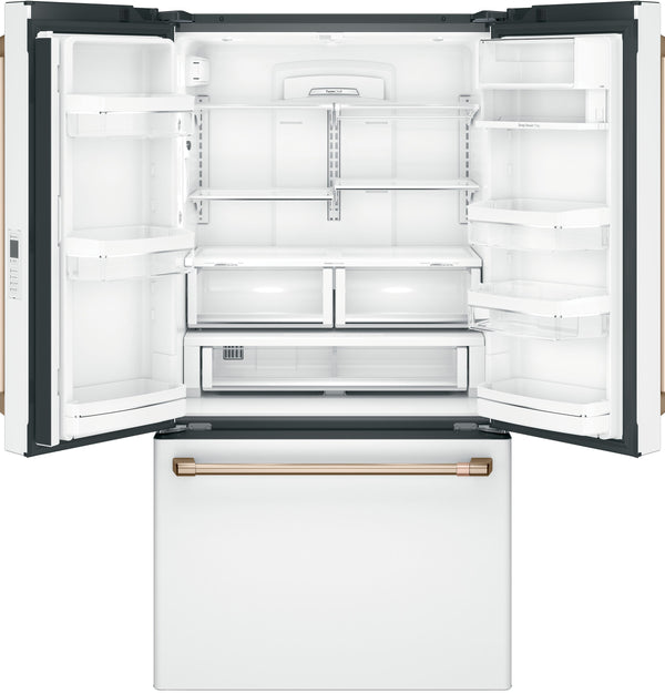 Cafe Counter-Depth 23.1-cu ft 3 -Door Smart Compatible French Door Refrigerator with Ice Maker with Water Dispenser ( Matte White ) ENERGY STAR Certified