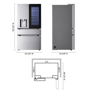 LG Standard-Depth InstaView MyColor 28.6-cu ft 4 -Door Smart Compatible French Door Refrigerator with Dual Ice Maker with Water and Ice Dispenser and Door within Door ( PrintProof Stainless Steel ) ENERGY STAR Certified