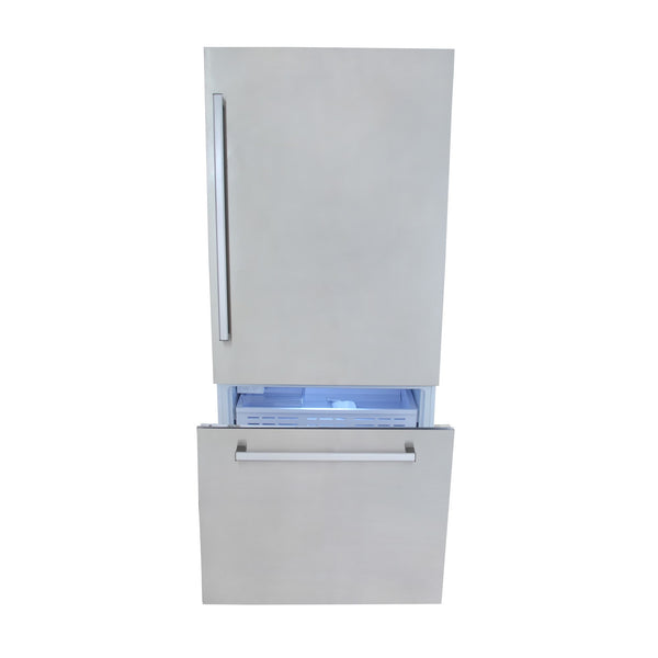Kucht 19.8-cu ft Counter-Depth Built-In Bottom-Freezer Refrigerator with Ice Maker ( White ) ENERGY STAR Certified