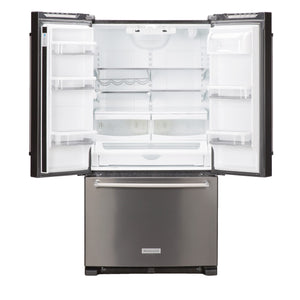 KitchenAid Standard-Depth 25.2-cu ft 3 -Door French Door Refrigerator with Ice Maker with Water Dispenser ( Black Stainless with PRINTSHIELD Finish ) ENERGY STAR Certified