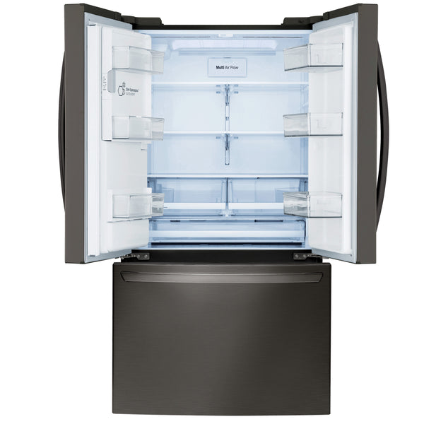 LG Standard-Depth 27.7-cu ft 3 -Door Smart Compatible French Door Refrigerator with Ice Maker with Water and Ice Dispenser ( Printproof Black Stainless Steel ) ENERGY STAR Certified