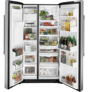 Cafe 21.9-cu ft Counter-Depth Side-by-Side Refrigerator with Ice Maker ,Water and Ice Dispenser ( Stainless Steel )