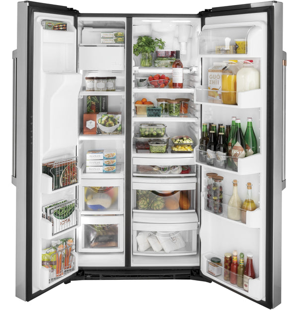 Cafe 21.9-cu ft Counter-Depth Side-by-Side Refrigerator with Ice Maker ,Water and Ice Dispenser ( Stainless Steel )