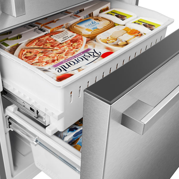 Hisense 17.2-cu ft Counter-Depth Bottom-Freezer Refrigerator with Ice Maker ( Fingerprint Resistant Stainless Steel ) ENERGY STAR Certified