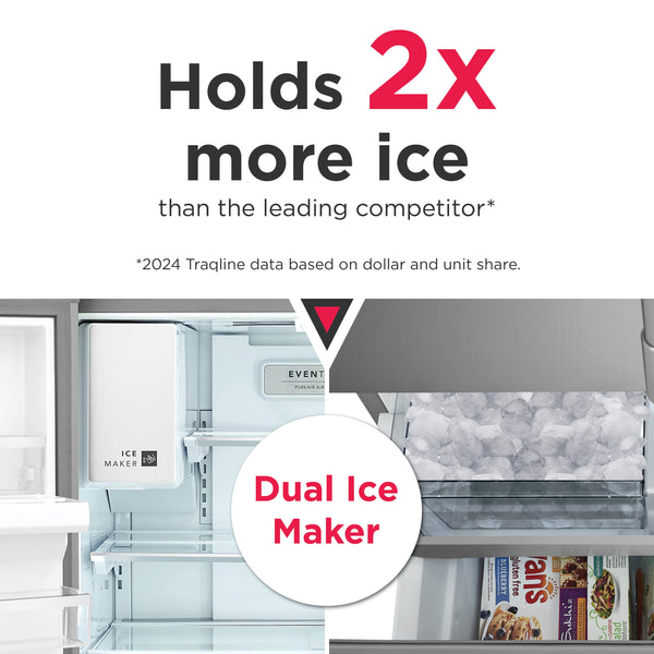 Frigidaire Gallery Standard-Depth 27.8-cu ft 3 -Door French Door Refrigerator with Dual Ice Maker with Water and Ice Dispenser ( Fingerprint Resistant Stainless Steel ) ENERGY STAR Certified