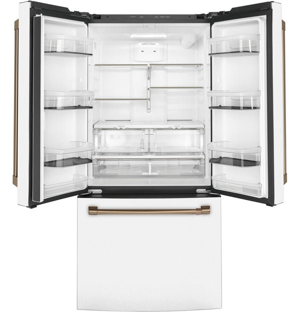 Cafe Counter-Depth 18.6-cu ft 3 -Door French Door Refrigerator with Ice Maker with Water Dispenser ( Matte White ) ENERGY STAR Certified