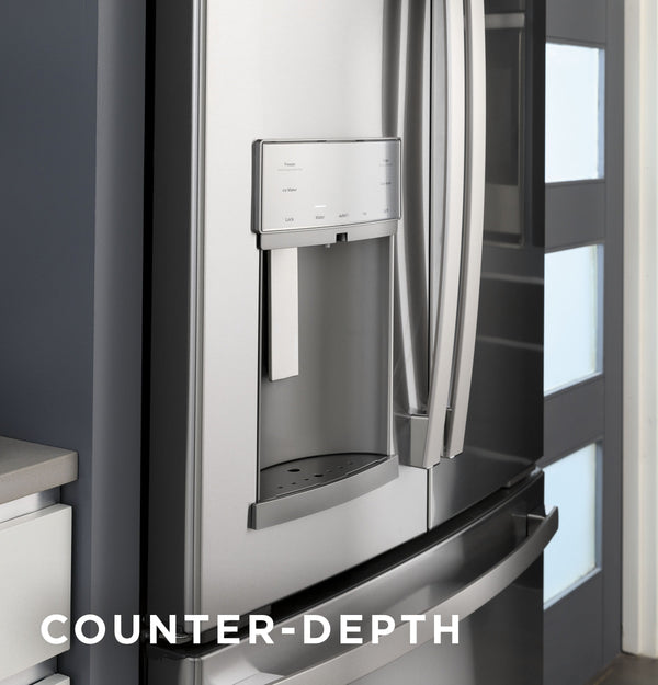 GE Counter-Depth 17.5-cu ft 3 -Door French Door Refrigerator with Ice Maker with Water and Ice Dispenser ( Stainless Steel ) ENERGY STAR Certified