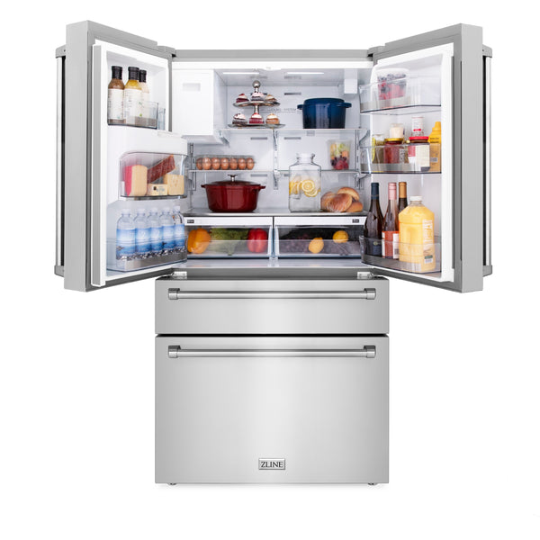 ZLINE KITCHEN & BATH Counter-Depth 21.6-cu ft 4 -Door French Door Refrigerator with Ice Maker with Water Dispenser ( Fingerprint Resistant Stainless Steel ) ENERGY STAR Certified