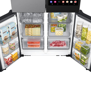 Samsung Bespoke Counter-Depth Family Hub 22.5-cu ft 4 -Door Smart Compatible French Door Refrigerator with Dual Ice Maker with Water Dispenser and Door within Door ( Stainless steel ) ENERGY STAR Certified