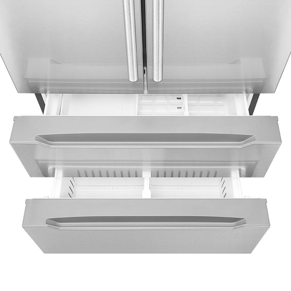 Cosmo Counter-Depth 22.5-cu ft 4 -Door French Door Refrigerator with Ice Maker ( Stainless Steel ) ENERGY STAR Certified