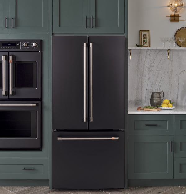 Cafe Counter-Depth 18.6-cu ft 3 -Door French Door Refrigerator with Ice Maker with Water Dispenser ( Matte Black ) ENERGY STAR Certified