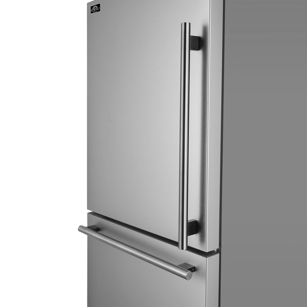 FORNO Milano Espresso 17.2-cu ft Counter-Depth Bottom-Freezer Refrigerator with Ice Maker ( Stainless steel ) ENERGY STAR Certified