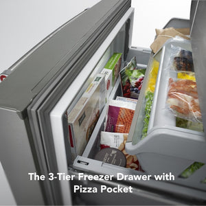 KitchenAid Counter-Depth 23.8-cu ft 3 -Door French Door Refrigerator with Ice Maker with Water and Ice Dispenser ( Stainless Steel with PRINTSHIELD Finish )