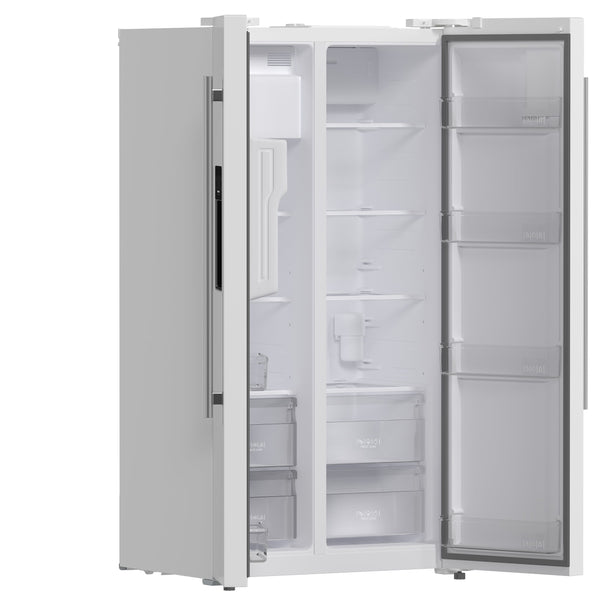 FORNO Salerno 20-cu ft Counter-Depth Side-by-Side Refrigerator with Ice Maker ,Water and Ice Dispenser ( White ) ENERGY STAR Certified