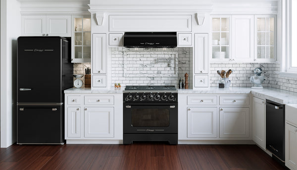 UNIQUE Classic Retro 17.7-cu ft Counter-Depth Bottom-Freezer Refrigerator with Ice Maker ( Midnight Black ) ENERGY STAR Certified