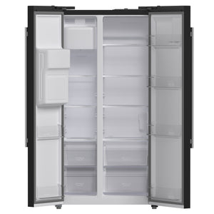 FORNO Salerno 20-cu ft Counter-Depth Side-by-Side Refrigerator with Ice Maker ,Water and Ice Dispenser ( Black ) ENERGY STAR Certified