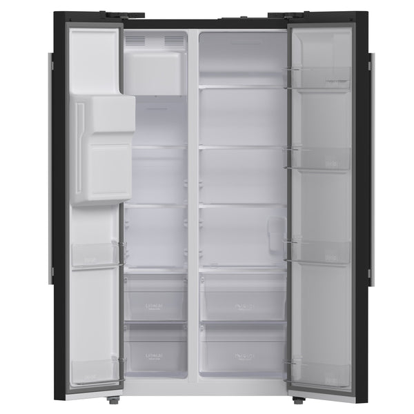FORNO Salerno 20-cu ft Counter-Depth Side-by-Side Refrigerator with Ice Maker ,Water and Ice Dispenser ( Black ) ENERGY STAR Certified