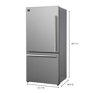 FORNO Milano Espresso 17.2-cu ft Counter-Depth Bottom-Freezer Refrigerator with Ice Maker ( Stainless steel ) ENERGY STAR Certified