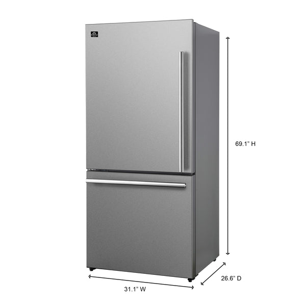 FORNO Milano Espresso 17.2-cu ft Counter-Depth Bottom-Freezer Refrigerator with Ice Maker ( Stainless steel ) ENERGY STAR Certified