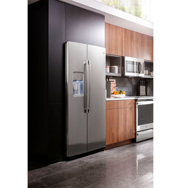 GE Profile 21.9-cu ft Counter-Depth Side-by-Side Refrigerator with Ice Maker ,Water and Ice Dispenser ( Stainless Steel )