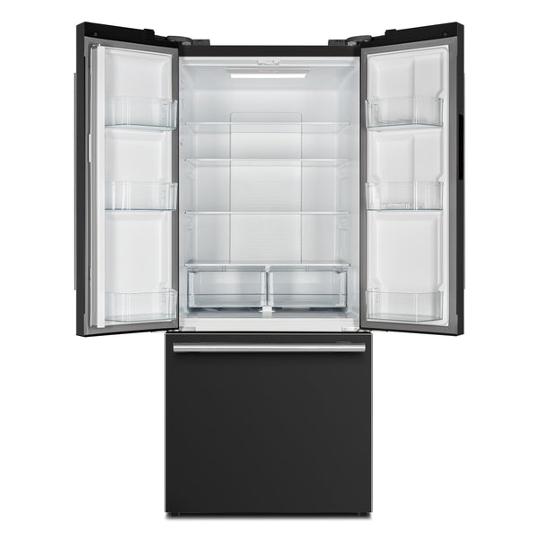 FORNO Counter-Depth Espresso Gallipoli 17.5-cu ft 3 -Door French Door Refrigerator with Ice Maker with Ice Dispenser ( Black ) ENERGY STAR Certified
