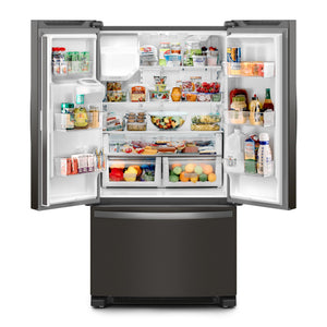 Whirlpool Standard-Depth 24.7-cu ft 3 -Door French Door Refrigerator with Ice Maker with Water and Ice Dispenser ( Black Stainless Steel ) ENERGY STAR Certified