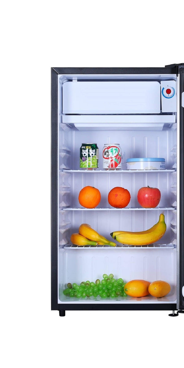 Premium Levella 3.2-cu ft Mini Fridge with Freezer ( Black cabinet with stainless door )