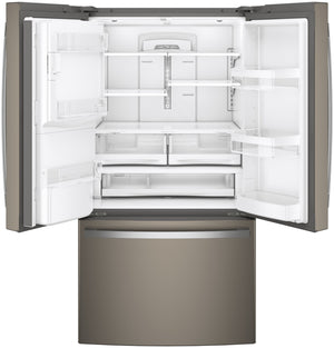 GE Standard-Depth 27.8-cu ft 3 -Door French Door Refrigerator with Ice Maker with Water and Ice Dispenser ( Slate ) ENERGY STAR Certified