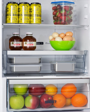 Summit Appliance 10.6-cu ft Counter-Depth Bottom-Freezer Refrigerator Stainless steel doors and gray cabinet ) ENERGY STAR Certified