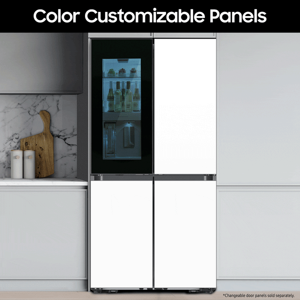 Samsung Bespoke Standard-Depth Beverage Center 28.6-cu ft 4 -Door Smart Compatible French Door Refrigerator with Dual Ice Maker with Water Dispenser and Door within Door ( Stainless steel ) ENERGY STAR Certified