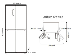 Impecca Counter-Depth 14.9-cu ft 4 -Door Built-In French Door Refrigerator ( Stainless steel )