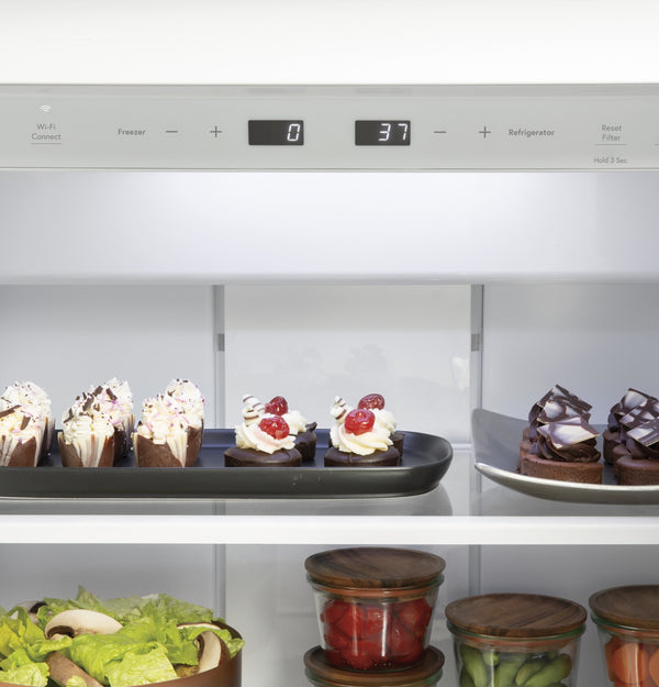 Cafe 29.5-cu ft Counter-Depth Side-by-Side Refrigerator Built-In Smart Compatible with Ice Maker ( Stainless Steel )