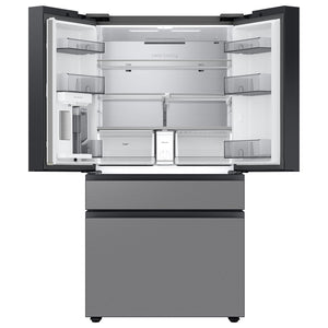 Samsung Bespoke Counter-Depth Inner Beverage Center 22.9-cu ft 4 -Door Smart Compatible French Door Refrigerator with Ice Maker with Water Dispenser ( Stainless Steel ) ENERGY STAR Certified