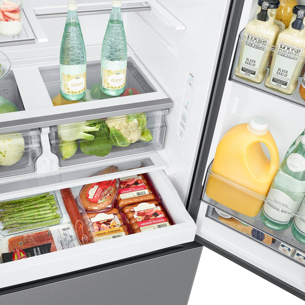 Samsung Counter-Depth Mega Capacity 26.5-cu ft 3 -Door Smart Compatible French Door Refrigerator with Dual Ice Maker ( Fingerprint Resistant Stainless Steel ) ENERGY STAR Certified