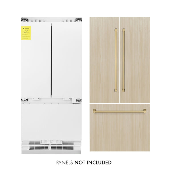 ZLINE KITCHEN & BATH Counter-Depth 19.6-cu ft 3 -Door Built-In French Door Refrigerator with Ice Maker with Water and Ice Dispenser ( Panel-Ready ) ENERGY STAR Certified