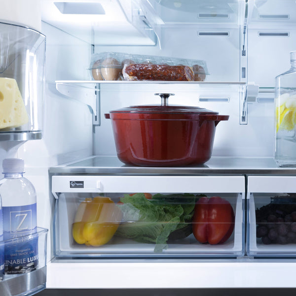 ZLINE KITCHEN & BATH Counter-Depth 21.6-cu ft 4 -Door French Door Refrigerator with Ice Maker with Water Dispenser ( Fingerprint Resistant Stainless Steel with Matte Black accent Handles ) ENERGY STAR Certified