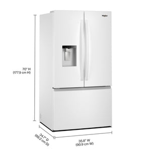 Whirlpool Standard-Depth 29.58-cu ft 3 -Door French Door Refrigerator with Dual Ice Maker with Water and Ice Dispenser ( White ) ENERGY STAR Certified